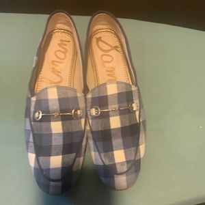 Sam Edelman Blue and White Gingham Loafer size 7.5 EUC
